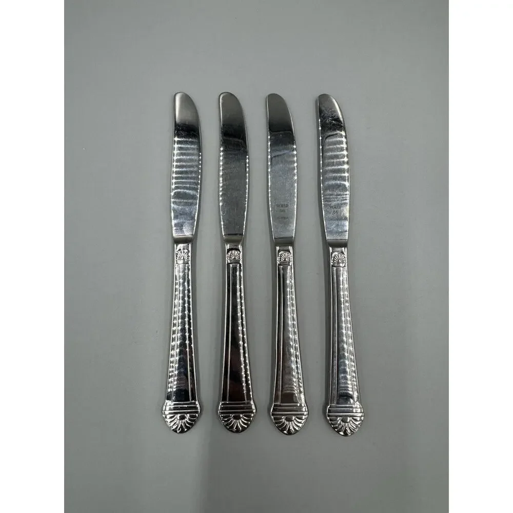 World 66 Butter Knives‎ Shell Pattern Flatware Korea Made Set Of 4